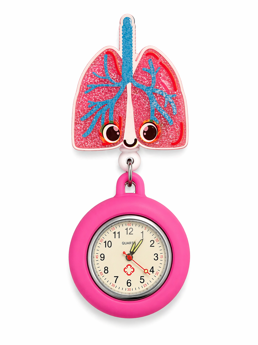 Pretty in Pink Pulmo Clock Badge Reel