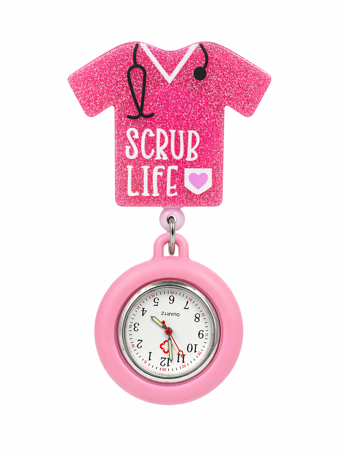 Pretty in Scrubs Clock Badge Reel