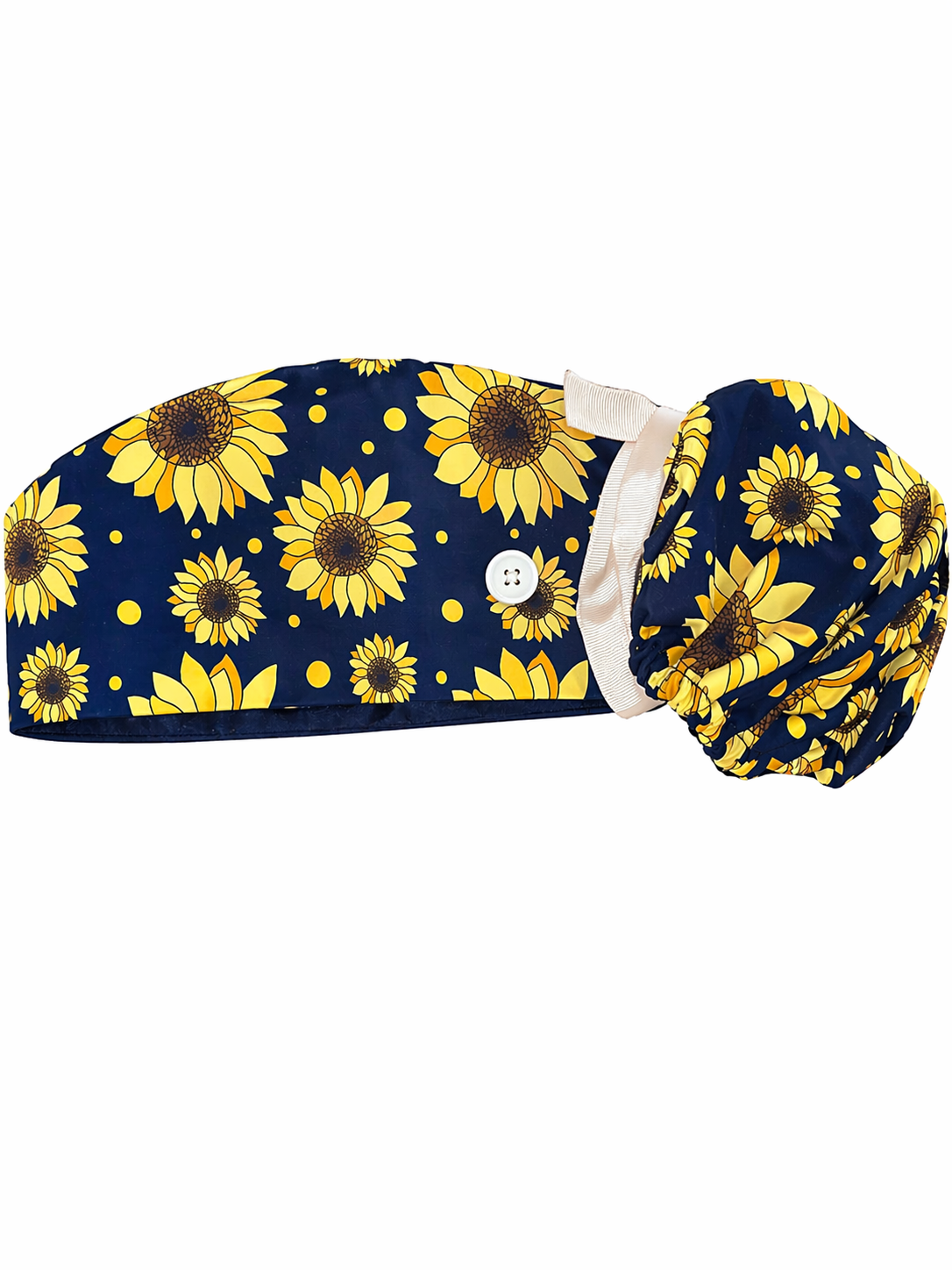 Golden Petals Ponytail Scrub Cap